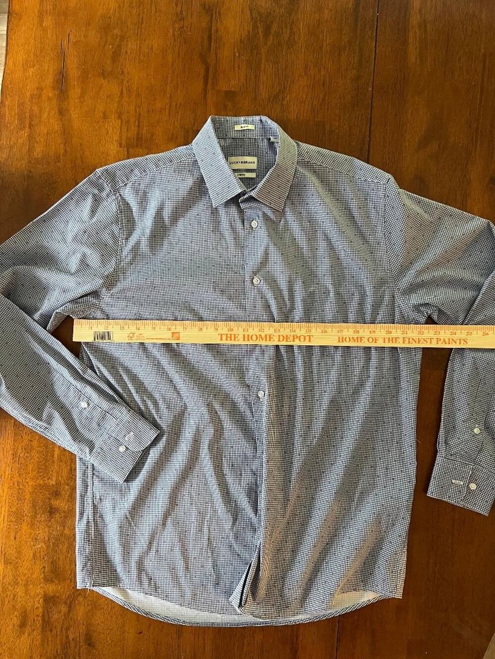 Mens Lucky Brand Slim Fit Stretch Long Sleeve Button Up Shirt, Size L
